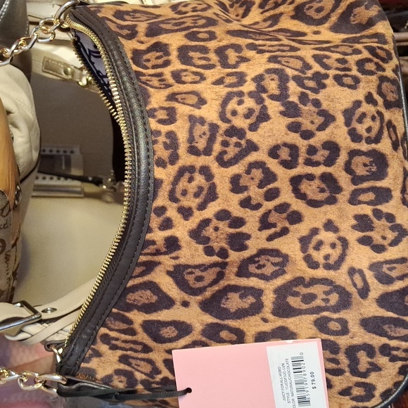 NWT JUICY COUTURE LEOPARD TAN BROWN MEDIUM CROSSBODY FAUX SUEDE - Picture 2 of 2